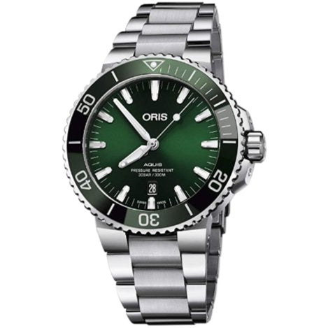 Oris Aquis Date Green Dial 43.5mm Steel Men's Watch - Reference: 01 733 7730 4157-07 - MS TR JAPAN